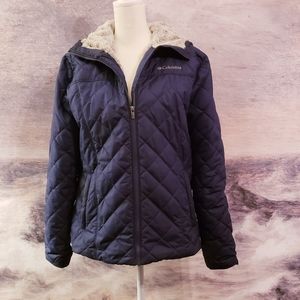 Columbia Women's Deep Blue fleece-lined jacket with hood sz: L